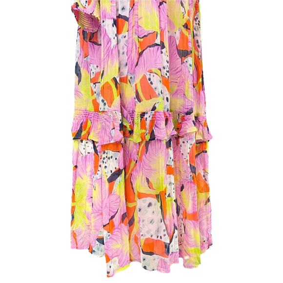 ANTHROPOLOGIE Yukiko Noritake NWT Marais Printed Chiffon Maxi Dress Canary XXS - Picture 5 of 11